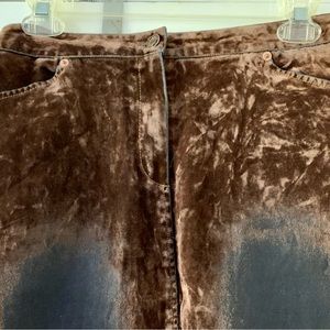 Crushed/Washed Coffee Bean Velvet/Denim Stretch Skirt Size 4 Cotton/Spandex
